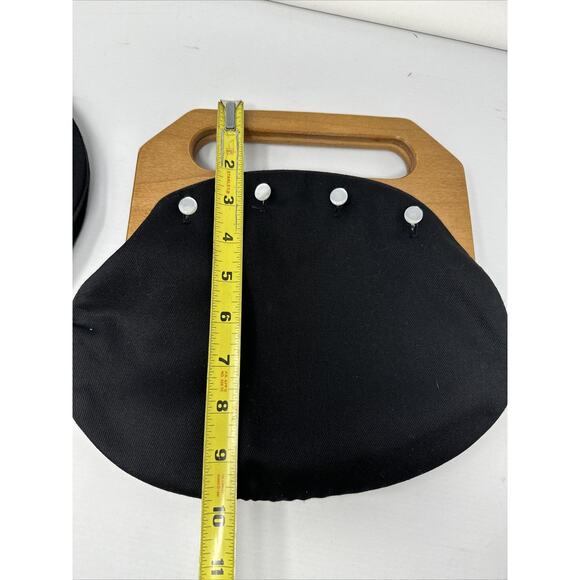 Vintage Bermuda Bag Wood Handle Clutch 4 Interchangeable Covers - Picture 9 of 9